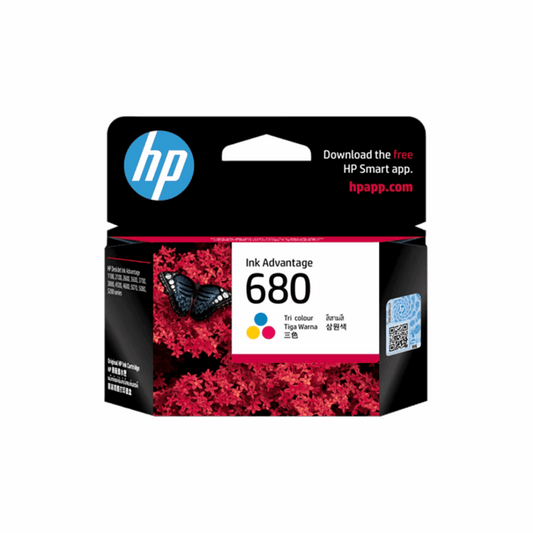 HP 680 Tri-Color Ink Cartridge (F6V26AA) – For HP DeskJet & OfficeJet Printers, 150 Pages - Front View