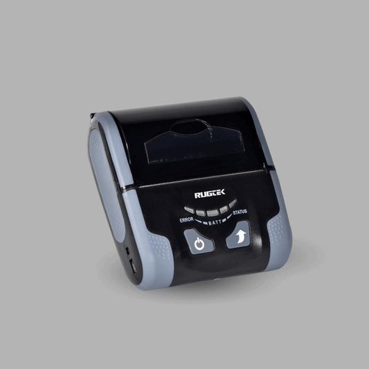 Rugtek BP-03 Mobile Bluetooth & USB Receipt Printer – 3" Print Width, 75mm/s, 2000mAh Battery, Barcode Support, 1 Year Warranty - Front View
