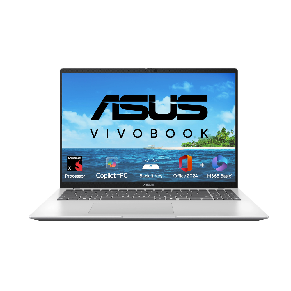 ASUS Vivobook 16 X1607QA-MB050WS – Snapdragon X Elite / 16GB LPDDR5X / 512GB SSD / 16" WUXGA / Win 11 Home / Cool Silver