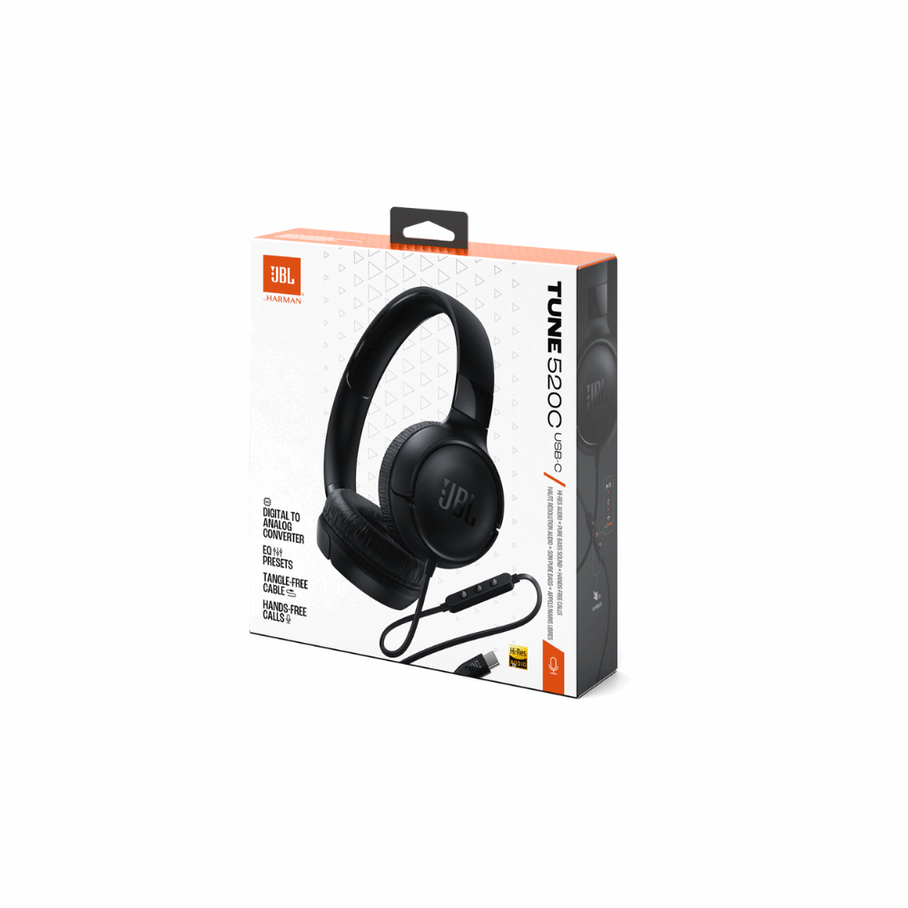 JBL Tune520CBLK USB-C Wired On-Ear Headphone