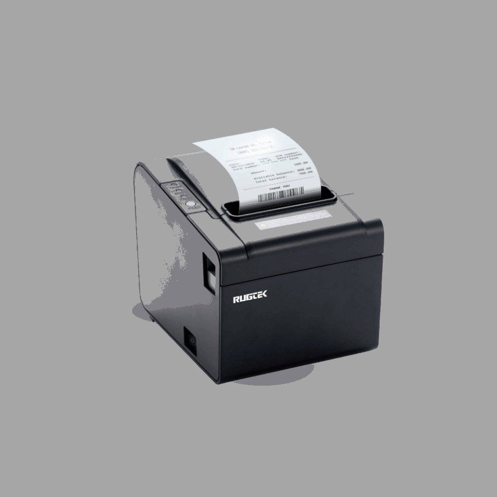 Rugtek RP80 H1 3" Wireless Thermal Receipt Printer – USB, Serial, Ethernet & WiFi, 250mm/s, CR Port, 1 Year Onsite Warranty - Side View