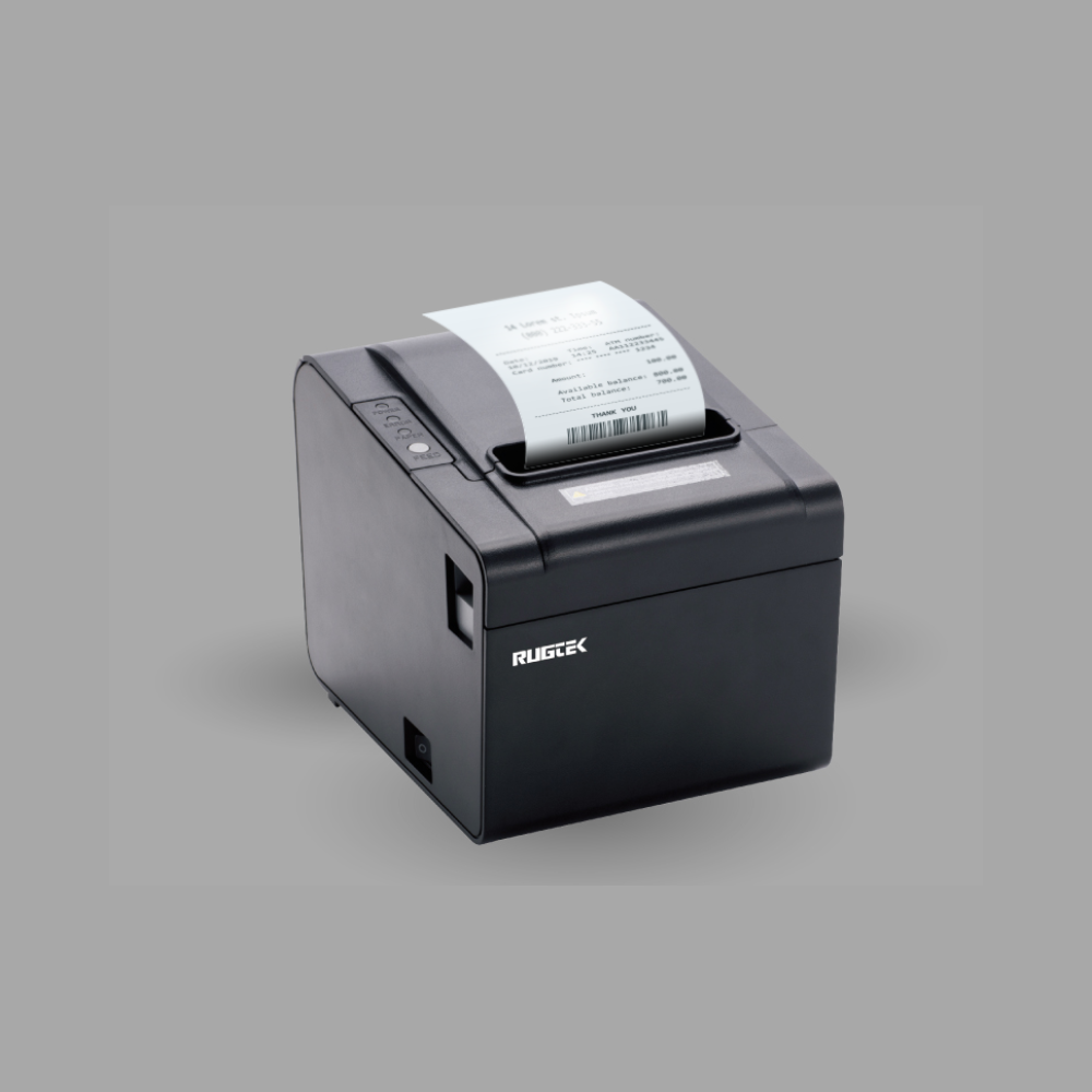 Rugtek RP80 H1 3" Wireless Thermal Receipt Printer – USB, Serial, Ethernet & WiFi, 250mm/s, CR Port, 1 Year Onsite Warranty - Side View