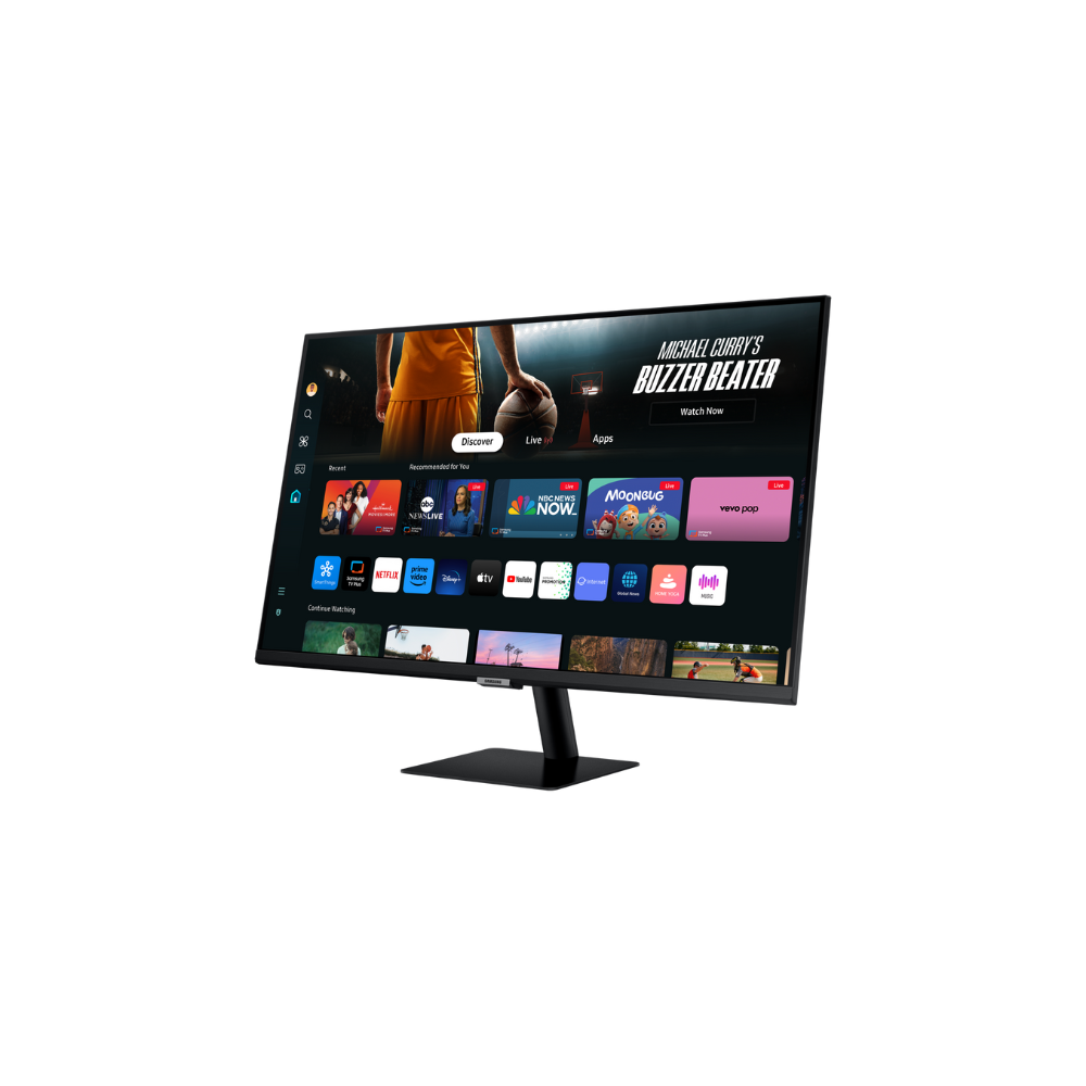 Samsung LS27DM501EWXXL (M5) – 27" FHD VA Smart Monitor, White, HDMI/USB, HDR10, WiFi & BT, Dex & AirPlay, Speakers, 3 Year Warranty - Side View