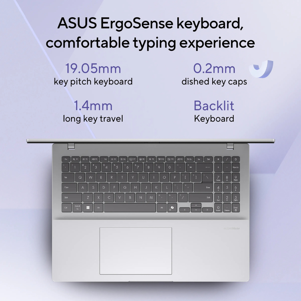 ASUS Vivobook 16 X1607QA-MB050WS – Snapdragon X Elite / 16GB LPDDR5X / 512GB SSD / 16" WUXGA / Win 11 Home / Cool Silver