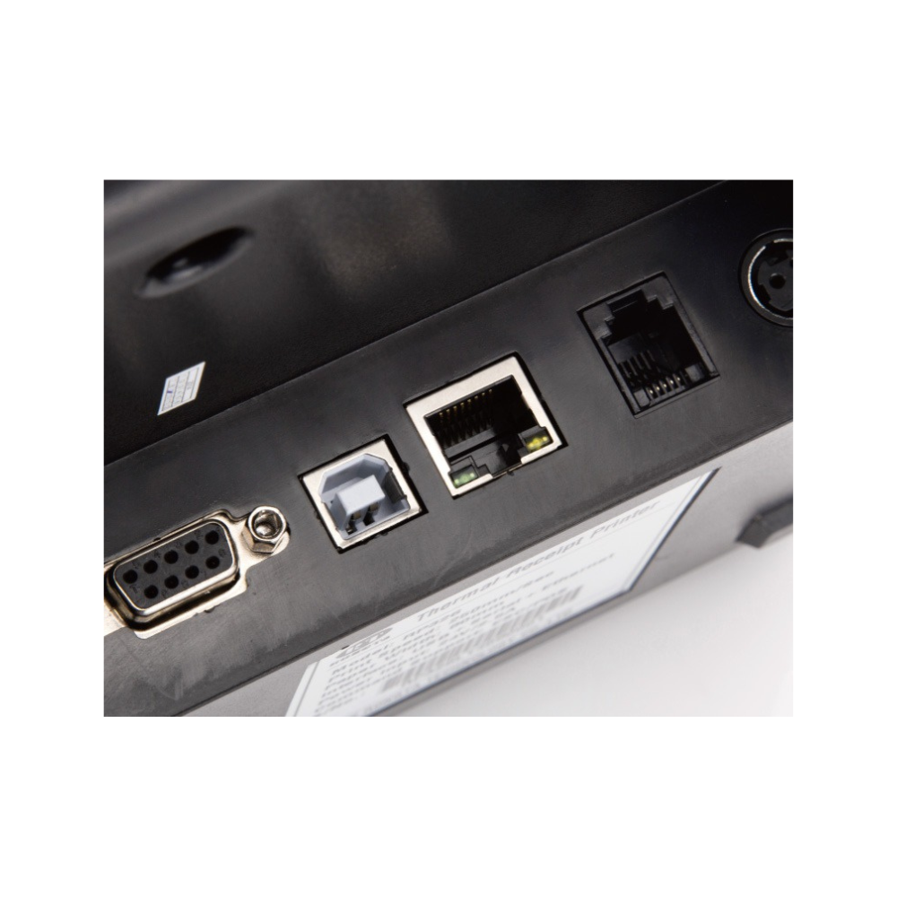 Rugtek RP326 3" Thermal Receipt Printer – USB + Serial + Ethernet, 250mm/s, Windows Driver, 3 Years Onsite Warranty - Ports View