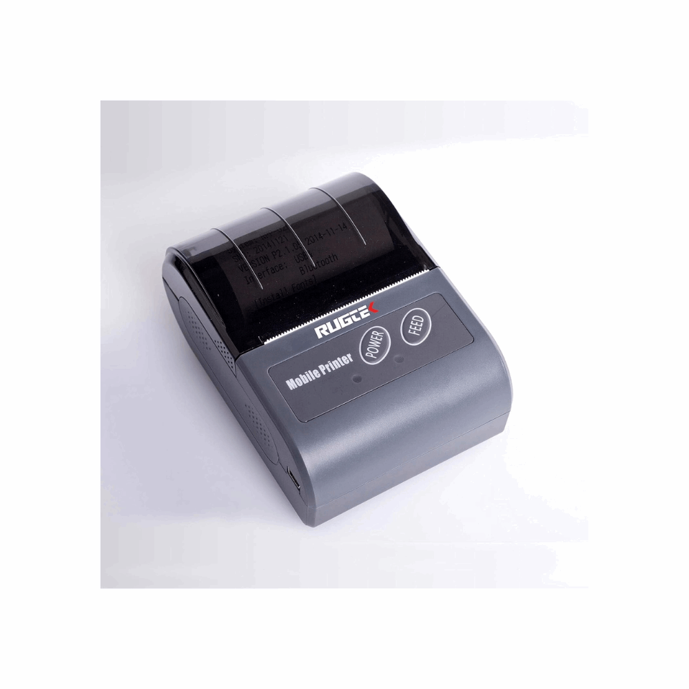 Rugtek BP02 Mobile Bluetooth Printer – 2" Print Width, 50-80mm/s, USB & BT, Barcode Support, 1500mAh Battery, Leather Pouch, 1 Year Warranty