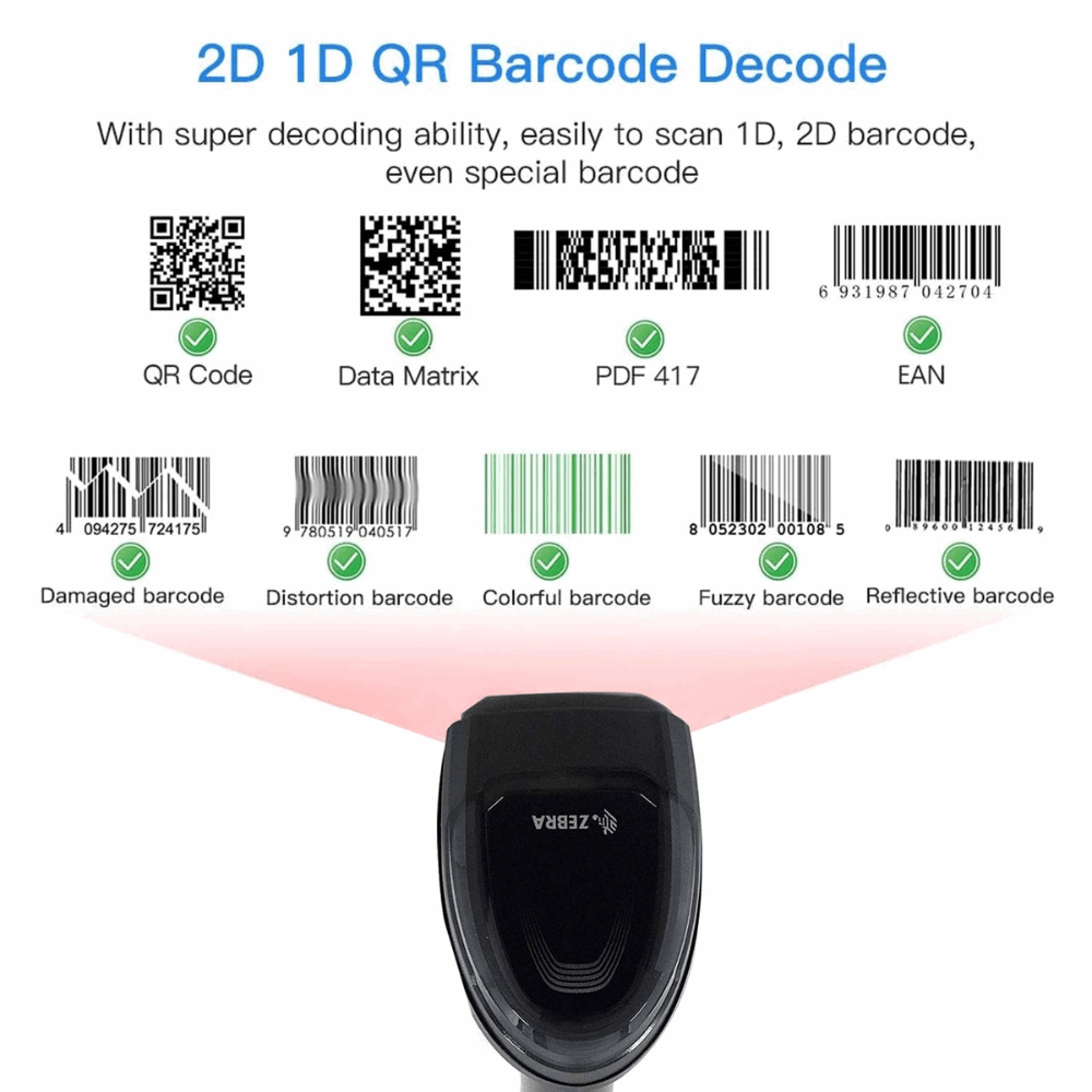 Zebra DS8178-SR7U2100SFK – 2D Cordless Barcode Scanner, 1D/2D Imager, USB, Handheld, IP52, 3 Year Warranty - QR View
