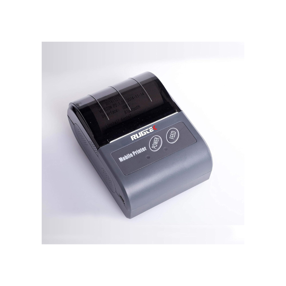 Rugtek BP02 Mobile Bluetooth Printer – 2" Print Width, 50-80mm/s, USB & BT, Barcode Support, 1500mAh Battery, Leather Pouch, 1 Year Warranty