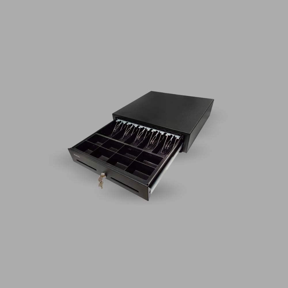 Rugtek CR410 Compact Cash Drawer – 5 Note & 8 Coin, 3-Key Lock, RJ12 Printer Interface, Metal Build, 1 Year Onsite Warranty