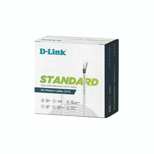 Dlink CCTV Cable 3+1 (90 MTR) White (DCC-WHI-90)