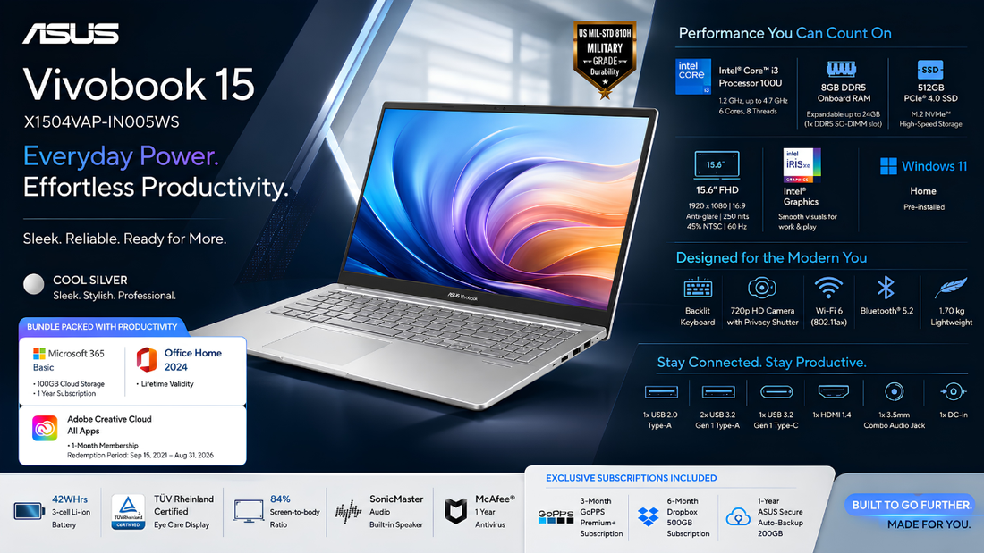 ASUS Vivobook 15 X1504VAP-IN005WS, Asus Dealer in Chennai, Supreme Computers