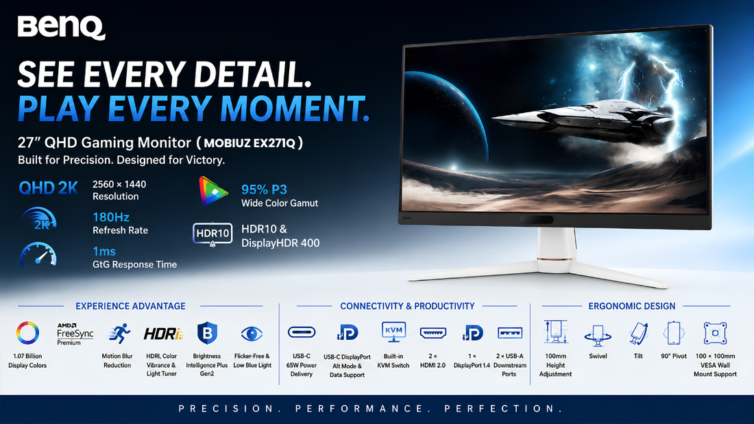 BenQ EX271Q 27-Inch QHD 180Hz Gaming Monitor: Speed Meets Visual Precision