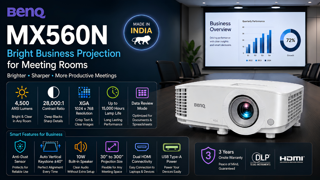 BenQ MX560N XGA Business Projector, Benq Projector Dealer in Chennai, Supreme Computers