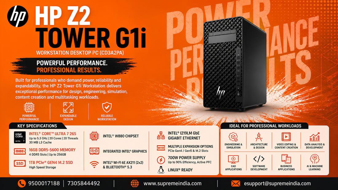 HP Z2 Tower G1i Workstation Desktop PC (CD3A2PA), Dealer in Chennai - Supreme Computers