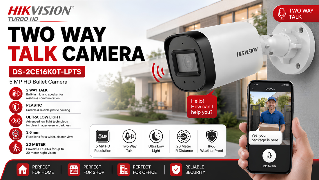 Hikvision DS-2CE16K0T-LPTS Two Way Talk CCTV Camera from supreme computers , Hikvision Dealer in Chennai.