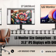 LG monitor size comparison showing 23.8-inch, 27-inch, and 31.5-inch IPS displays for office and professional use