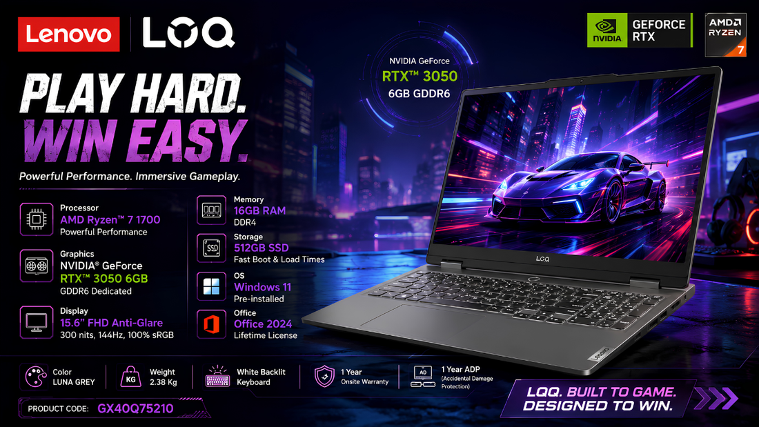 Lenovo LOQ Ryzen 7 RTX 3050 6GB Gaming Laptop, Supreme Computers Lenovo Dealer in Chennai