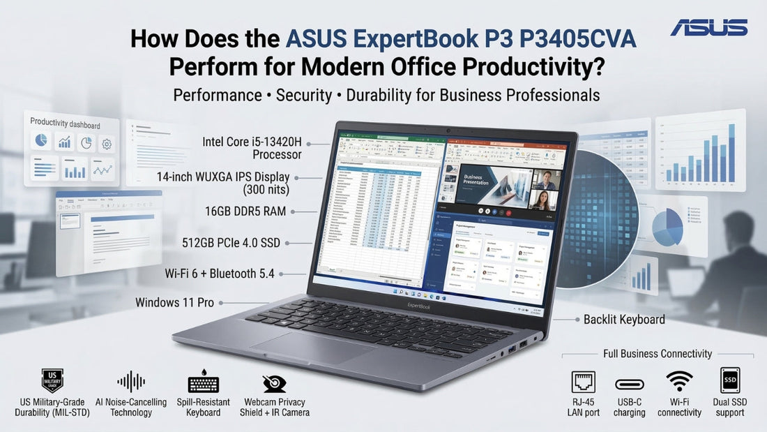 ASUS ExpertBook P3 P3405CVA business laptop with Intel Core i5 processor and WUXGA display for office productivity