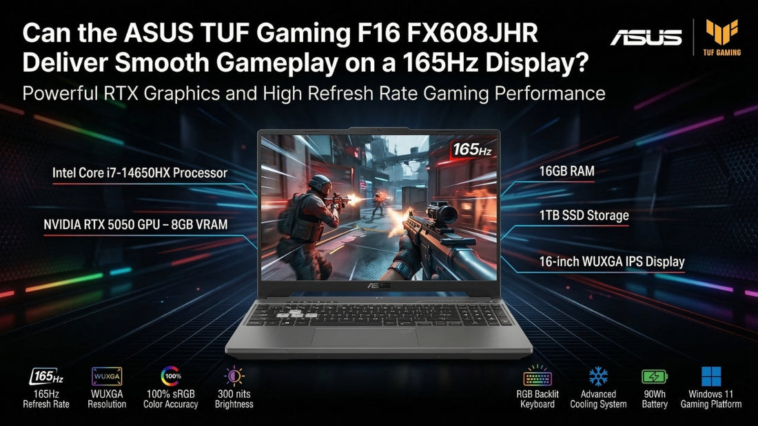 ASUS TUF Gaming F16 FX608JHR gaming laptop with Intel Core i7-14650HX processor, NVIDIA RTX 5050 GPU and 165Hz WUXGA display for smooth gameplay