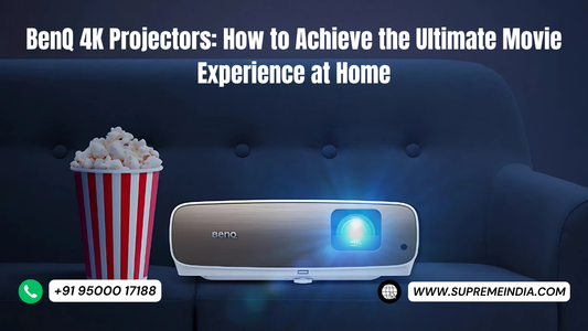 BenQ 4K home cinema projector creating a true cinema-like movie experience in a modern living room in Chennai