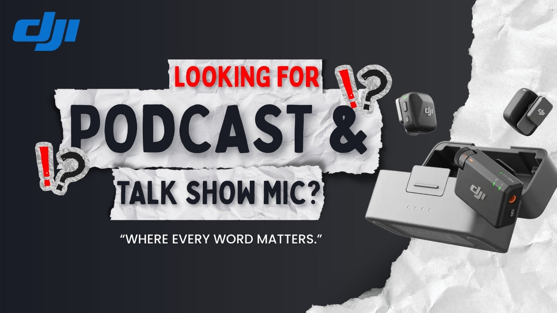 DJI Mic wireless microphone for podcasts and talk shows with studio-grade sound and backup recording from Supreme Computers Chennai