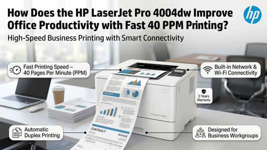 HP LaserJet Pro 4004dw high-speed business laser printer with 40 PPM printing, duplex capability, Wi-Fi and network connectivity for office productivity