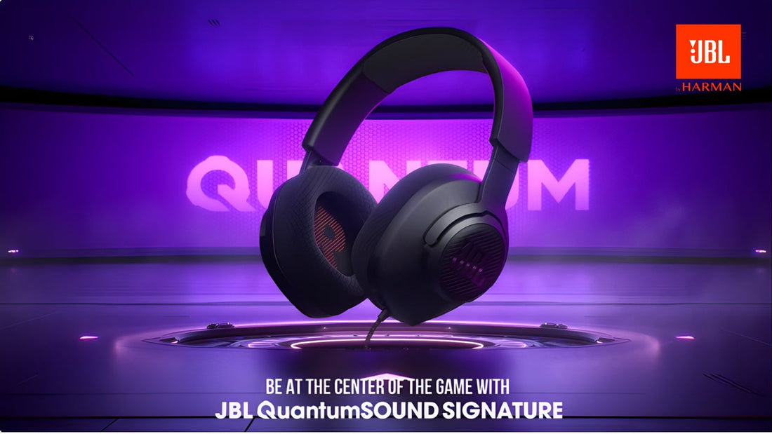 JBL Quantum 100M2 gaming headset with detachable mic for PC and console gaming