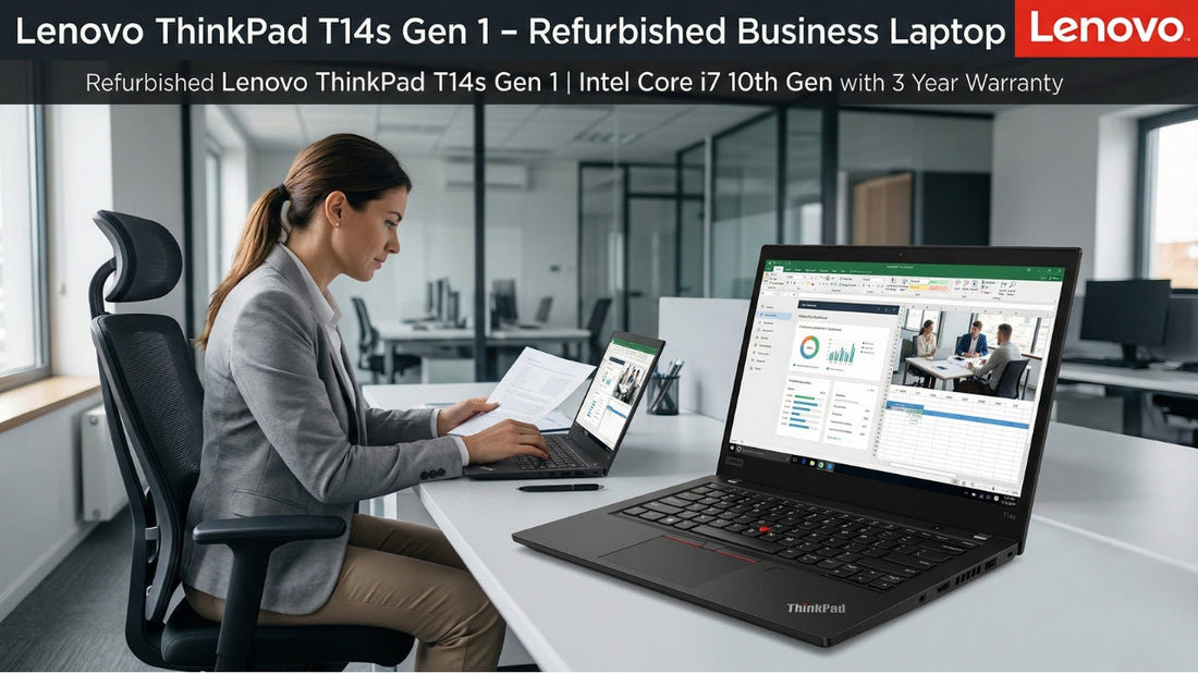 Lenovo ThinkPad T14s Gen 1 refurbished business laptop with Intel Core i7 processor used in professional office workspace