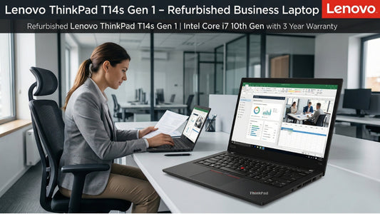 Lenovo ThinkPad T14s Gen 1 refurbished business laptop with Intel Core i7 processor used in professional office workspace