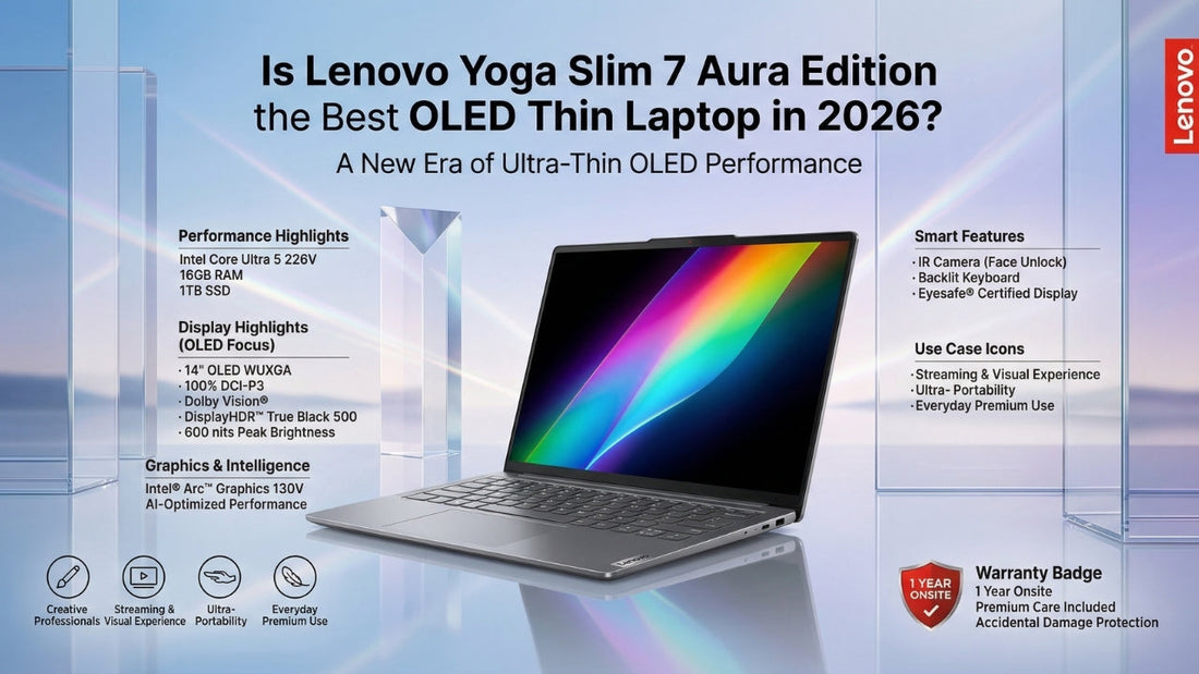 Lenovo Yoga Slim 7 Aura Edition OLED ultra thin premium laptop with Intel Core Ultra processor and sleek aluminum design
