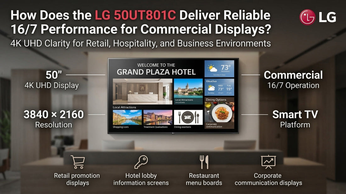 LG 50UT801C 50-inch 4K UHD commercial display with 16/7 reliable performance for retail, hospitality, and business signage dealer in Chennai Tamil Nadu