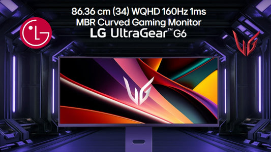LG UltraGear G6 34 inch curved gaming monitor with UltraWide WQHD resolution, 160Hz refresh rate and 1ms MBR, ideal for pro gaming and creators in Chennai