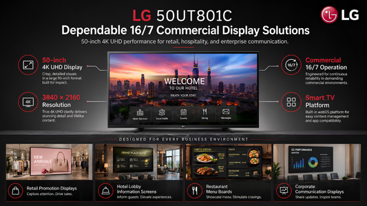 LG 50UT801C 50-inch 4K UHD commercial display with 16/7 reliable performance for retail, hospitality, and business signage dealer in Chennai Tamil Nadu