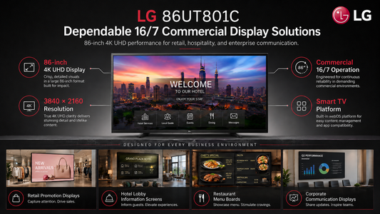 LG 86UT801C 86-inch 4K UHD commercial display with 16/7 reliable performance for retail, hospitality, and business signage dealer in Chennai Tamil Nadu