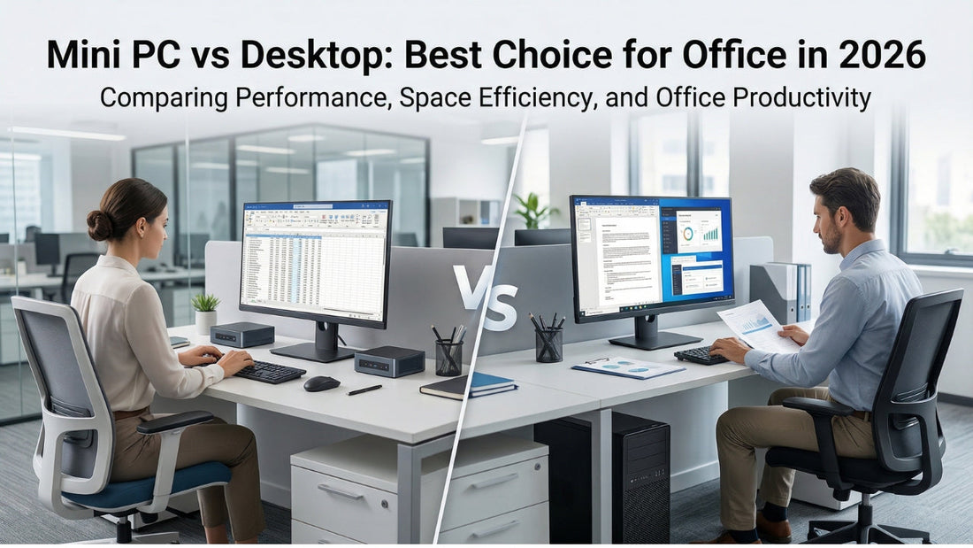 Mini PC vs Desktop comparison for office work in 2026 showing performance, space efficiency, and business productivity solutions dealer in Chennai Tamil Nadu