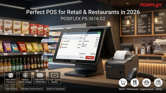 POSIFLEX PS-3616 G2 POS machine for retail and restaurant billing in Chennai with touchscreen display and fast SSD performance
