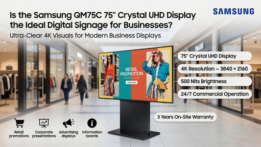 Samsung QM75C 75 inch Crystal UHD digital signage display for business retail promotion