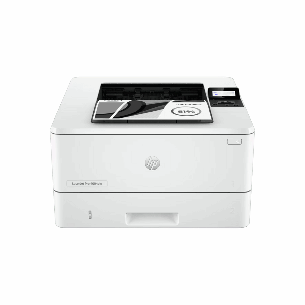 HP LaserJet Pro 4004dw (2Z615A) – Business Monochrome Laser Printer, 40 PPM, Duplex, Network & Wi-Fi, 3 Year Warranty - Front View