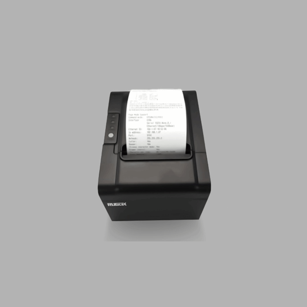 Rugtek RP80 H1 3" Wireless Thermal Receipt Printer – USB, Serial, Ethernet & WiFi, 250mm/s, CR Port, 1 Year Onsite Warranty - Front View