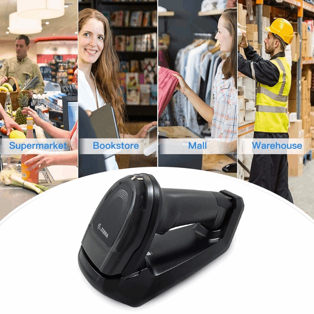 Zebra DS8178-SR7U2100SFK – 2D Cordless Barcode Scanner, 1D/2D Imager, USB, Handheld, IP52, 3 Year Warranty - Side View