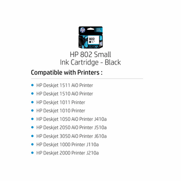 HP 802 CH561ZZ – Small Black Ink Cartridge, 120 Pages - Front View