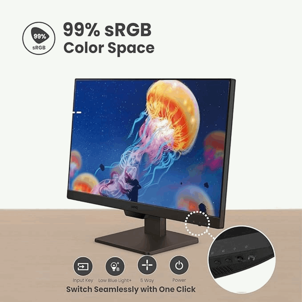 BenQ GW2790Q – 27" 2K QHD IPS Borderless, 100Hz, 99% sRGB, HDMI/DP, Speakers, Coding Mode, Wall Mount, 3 Year Onsite Warranty- Side View