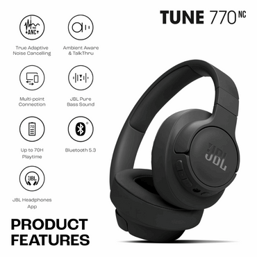 JBL TUNE 770NCW ON EAR HEADPHONE (JBLT770NCBLK)