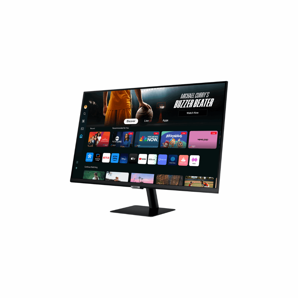 Samsung LS27DM501EWXXL (M5) – 27" FHD VA Smart Monitor, White, HDMI/USB, HDR10, WiFi & BT, Dex & AirPlay, Speakers, 3 Year Warranty - Side View