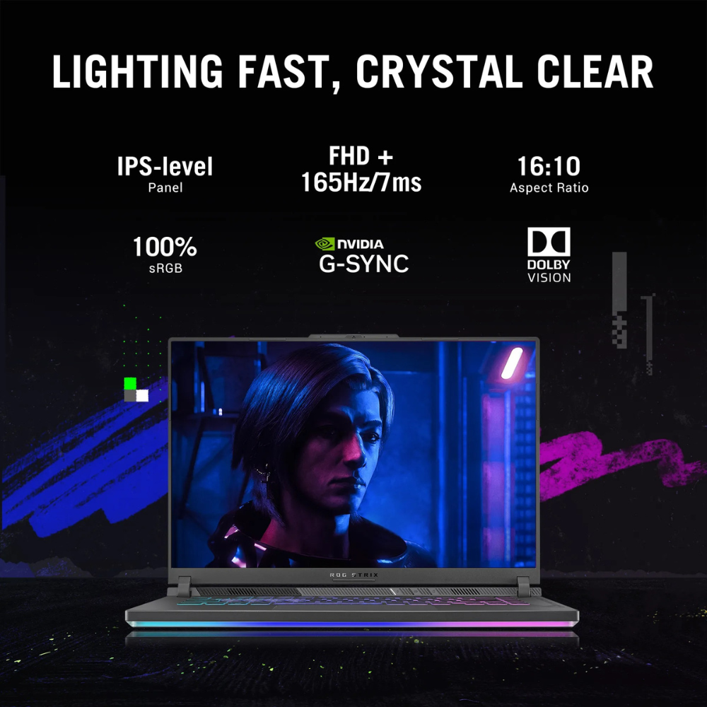 ASUS ROG Strix G16 G614JU-N4200WS – Intel i7-13650HX / RTX 4050 6GB / 16GB DDR5 / 1TB SSD / 16" WUXGA 165Hz / Win 11 Home / Eclipse Gray