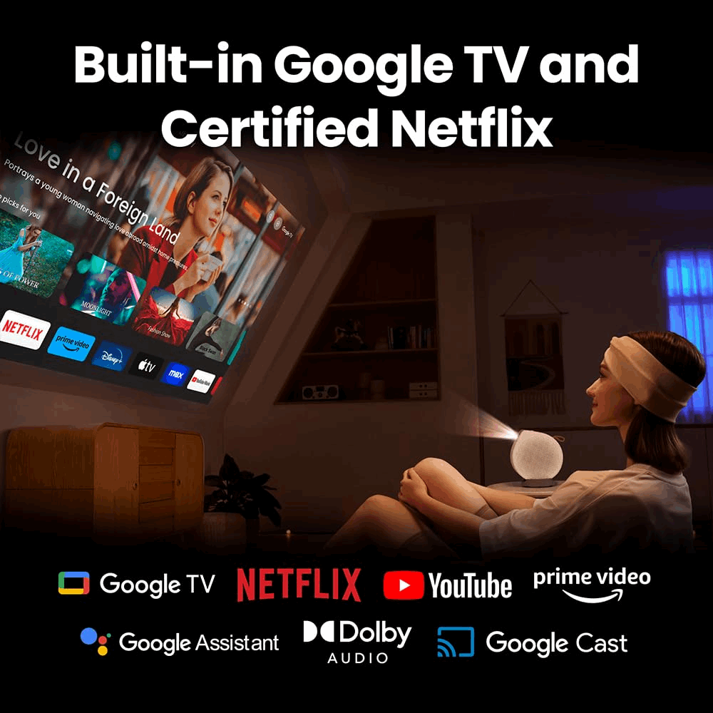 Benq Projector GV50 – Full HD, 1000 Lumens, 30,000 Hrs Light Source, Auto Keystone & Focus, 20W 2.1CH Speakers, Wireless Projection, OTT Support, 3 Years Warranty - Projection View