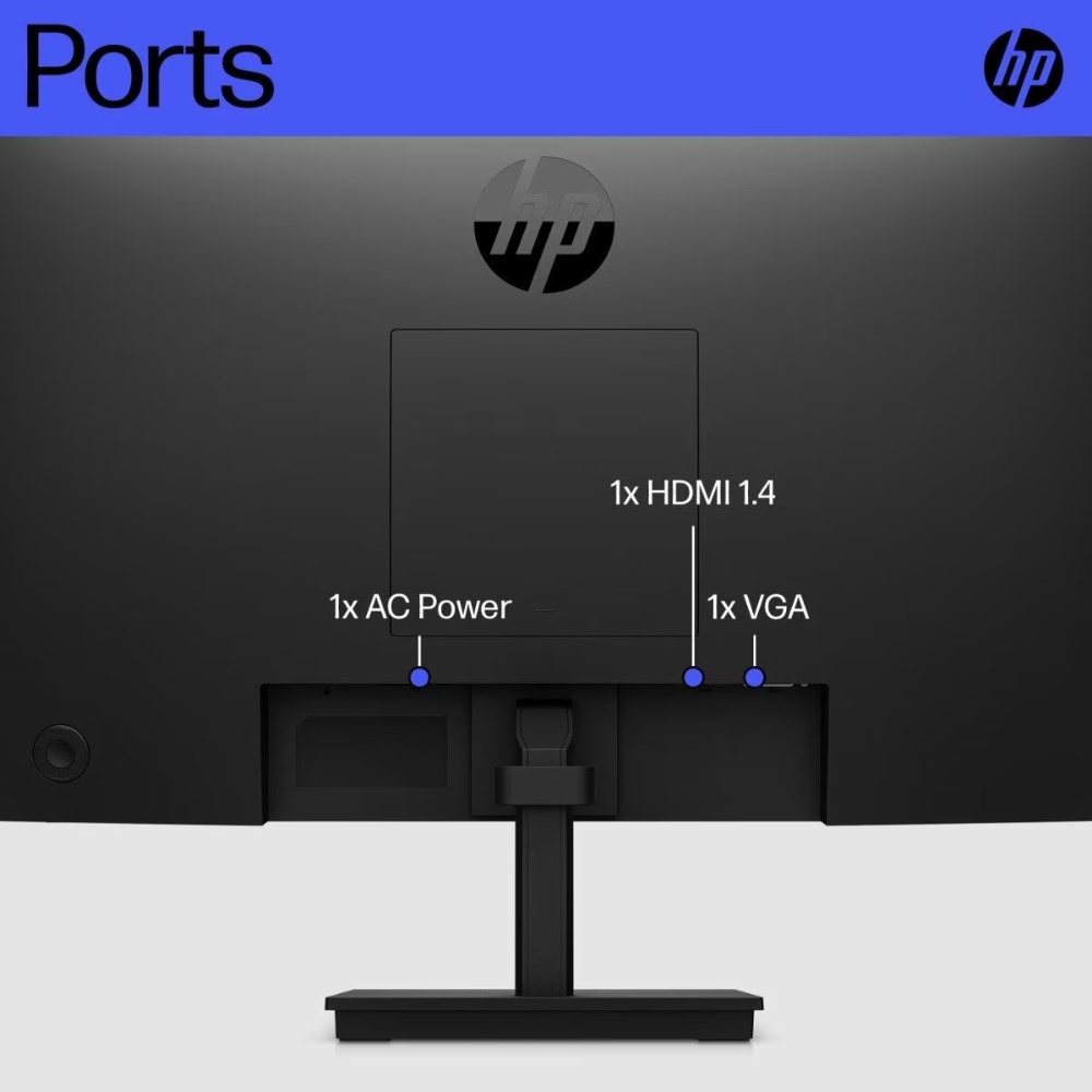 HP V22V G5 (65P57A6) – 21.5" FHD, VA Panel, VGA/HDMI, 1920x1080, Tilt -5° to +25°, 3 Years Warranty - Back view