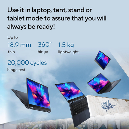 ASUS Vivobook S14 Flip TP3402VAO-LZ612WS – Intel® Core™ i5-13420H, 14" WUXGA Touch, 16GB DDR4, 512GB SSD, Backlit KB, Win 11 Home, MS Office 2024, 1 Year Warranty - Spec View