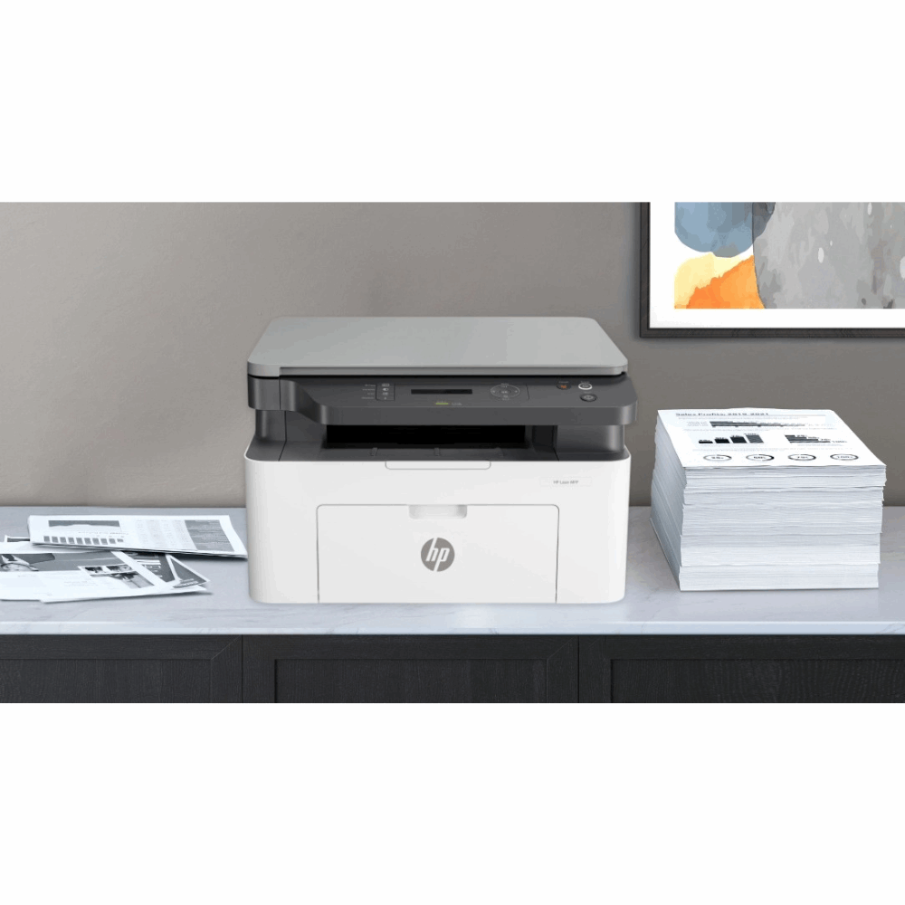 HP Laser MFP 1188a (715A2A) – All-in-One Monochrome Laser Printer, Print/Scan/Copy, USB, 1 Year Warranty - With Background View