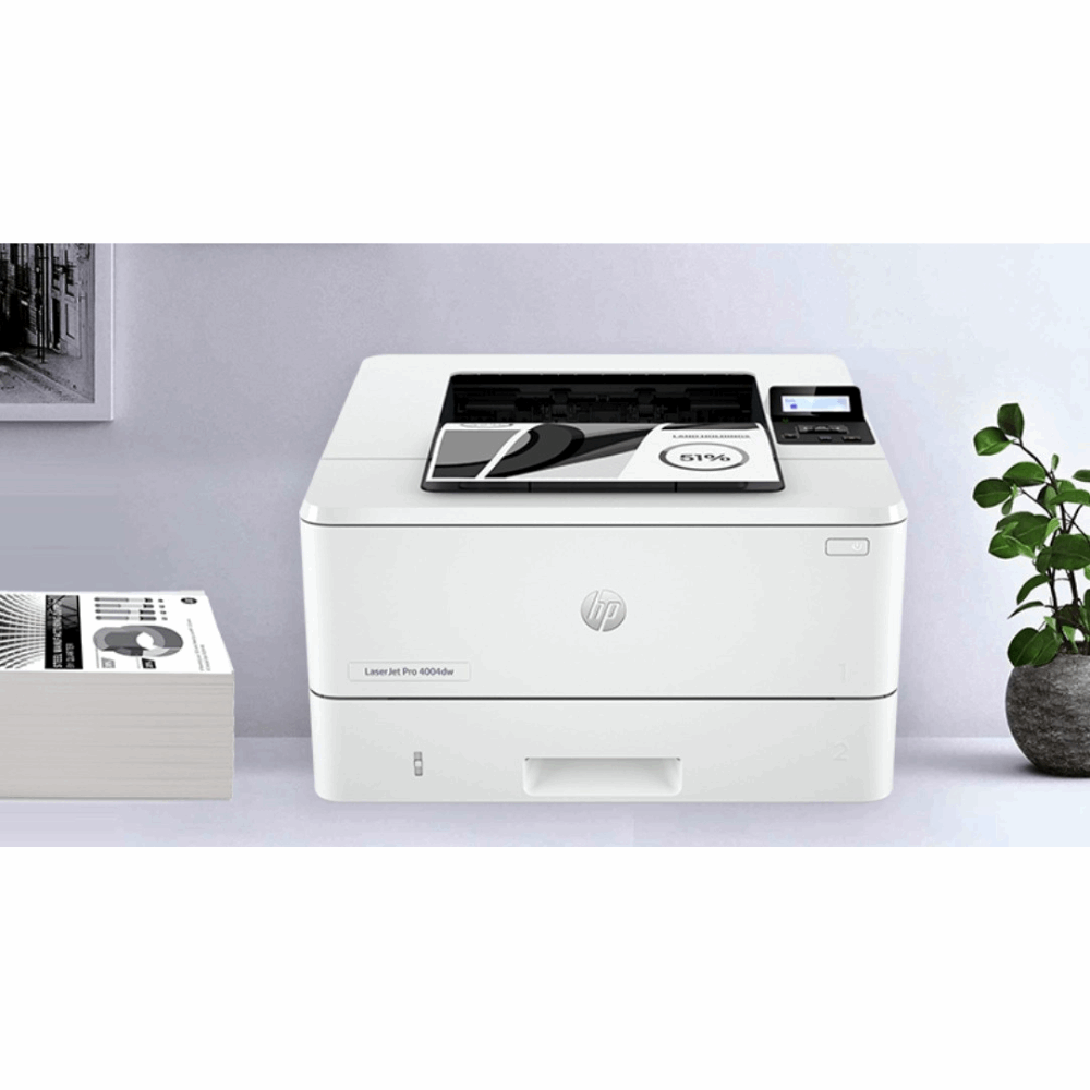 HP LaserJet Pro 4004dw (2Z615A) – Business Monochrome Laser Printer, 40 PPM, Duplex, Network & Wi-Fi, 3 Year Warranty - Front View